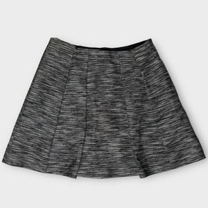 Madewell Countdown Black & White Tweed Pleated Circle Skater Mini Skirt Size 0
